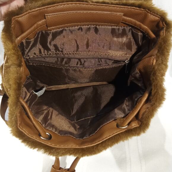 Women’s Brown Faux Fur Mini Backpack – Appears Rampage – NWOT - Picture 4 of 9